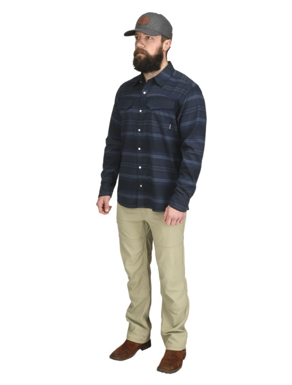 Simms Gallatin Flannel Shirt Admiral Blue Stripe Model Simms Gallatin Flannel Shirt Admiral Blue Stripe Model